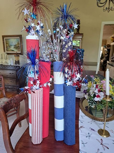 💲Dollar Tree Fanatics Crafts & Decor💲 | I took DT pool noodles cut them into different sizes | Facebook Rocket Decorations, Noodle Crafts, Noodles Ideas, Pool Noodle Crafts, July Desserts, Glass Pool, Cart Decor, 4th Of July Desserts, Balloon Weights