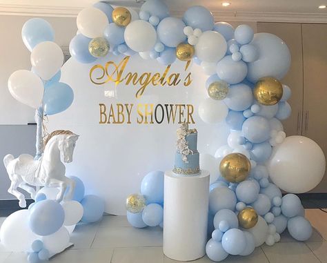 Balloon Arch Wedding, Baby Shower Balloon Arch, 1st Birthday Balloons, Pastel Balloons, Rose Gold Balloons, Garland Arch, Baby Boy 1st Birthday, Blue Baby Shower, White Balloons