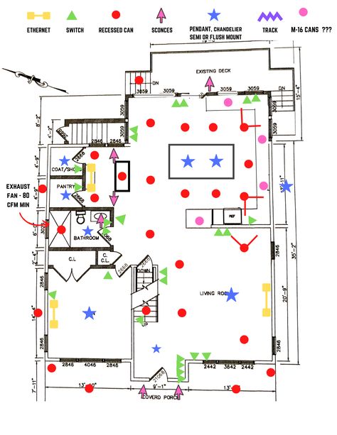 Recessed Lights Can Ruin Your Lighting Layout, and Here's Why... Canned Lighting In Living Room Layout, Kitchen Lighting Plans Layout, Bedroom Light Placement, Lighting In New Build, Recessed Lighting Placement Bedroom, Recessed Spotlights Ceiling Living Rooms, Lighting Layout Floor Plans, Vaulted Ceiling Recessed Lighting, Can Light Placement Living Rooms