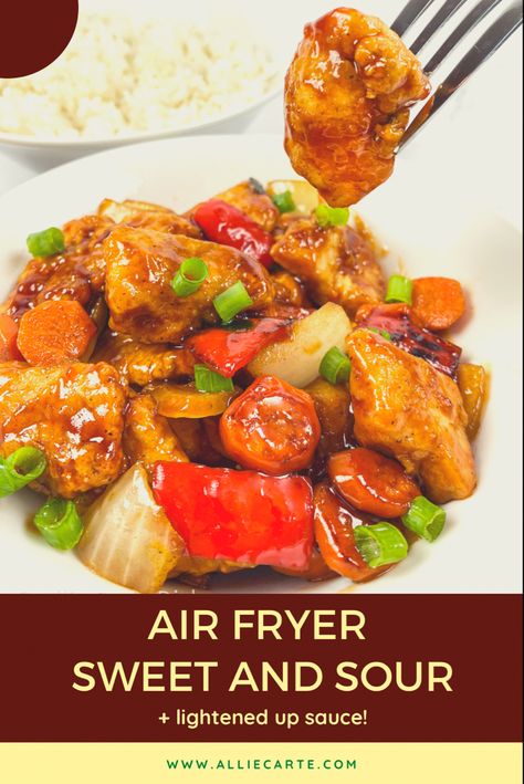 Air fryer sweet and sour chicken Sweet And Sour Chicken Air Fryer, Air Fryer Chicken And Vegetables, Sweet And Sour Chicken Nuggets, Sweet Sour Chicken Air Fryer, Air Fry Sweet And Sour Chicken, Asian Air Fryer Recipes, Asian Chicken Air Fryer Recipes, Air Fryer Sweet And Sour Chicken, Airfryer Sweet And Sour Chicken