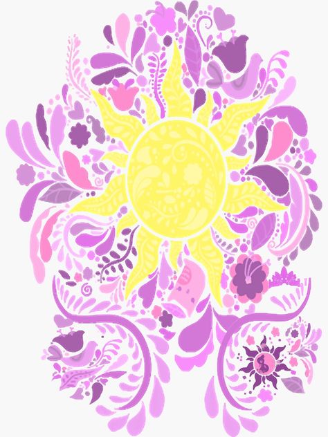 "Rapunzel Sun Flower chalk art " Sticker for Sale by MeganSi3491047 | Redbubble Disney Symbols, Rapunzel Sun, Tangled Sun, Tadashi Hamada, Lost Princess, Rapunzel Disney, Heart Photo, Tangle Art, Disney Tangled