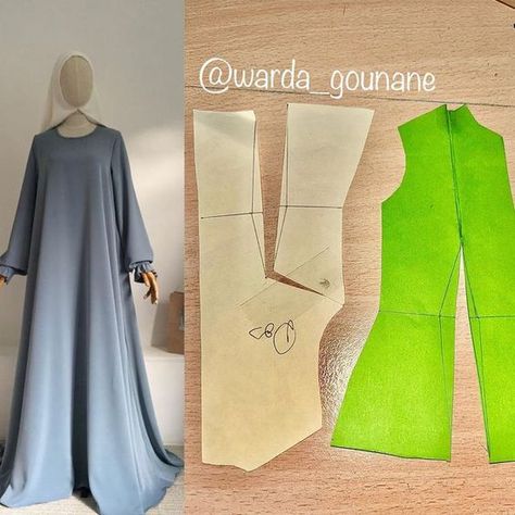 Modern Abaya Pattern, Abaya Pattern Sewing, Pola Abaya, Abaya Pattern, Modele Hijab, Fashion Design Books, Bride Dress Simple, Long Skirt Fashion, African Fashion Skirts