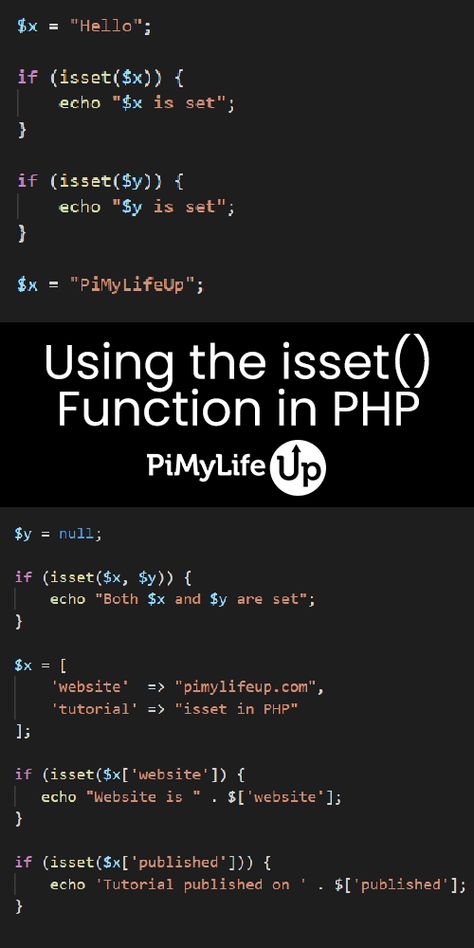 Check if a variable has been declared with the isset() function in PHP. Php Projects, Text Website, Text Tutorial, Basic Computer Programming, Programming Humor, Coding Tutorials, Raspberry Pi Projects, Pi Projects, Syntax