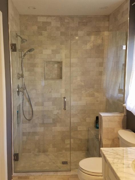 Knee Wall Bathroom, Wall Shower Ideas, Shower Door Designs, Knee Wall, Frameless Shower Enclosures, Frameless Shower, In Bathroom, Shower Door, Shower Enclosure