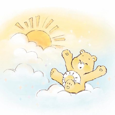 Care Bears Baby on Instagram: “Sunny days are here again, and who better to spend them with than Funshine! 💛☀️✨ #Carebears #carebearsbaby #carebearsbabyart #carebearart…” Care Bears Movie, Sunshine Bear, Care Bears Vintage, Funshine Bear, Bear Drawing, Happy July, Animation Artwork, Bear Wallpaper, Care Bear