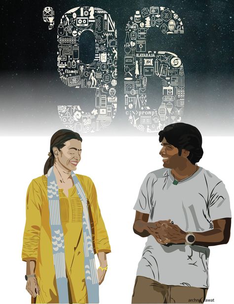 96 TAMIL MOVIE (illustrator work) VIJAY SETHUPATI, TRISHA KRISHNAN K. Ramachandran: What is it, Jaanu ? Janaki Devi (Jaanu): Ram... ..Have you left ? K. Ramachandran: Tell me Jaanu, you need anything ? Janaki Devi (Jaanu): No, where are you ? Have you gone too far Ram ? K. Ramachandran: I've been standing right where i left you! Tamil Movie Illustration Art, 96 Movie Illustration, Tamil Movie Poster Art, 96 Tamil Movie Images, Kollywood Illustration, Tamil Actors Illustration, Tamil Movie Illustration, Tamil Poster, Tamil Posters