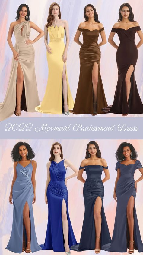 Having mismatched bridesmaid dresses has become very popular over the years. Not only is it a beautiful way to have your bridesmaids express their own personal style, but it’s also a great way to allow them to spend what they're comfortable with. Colour Of The Year 2022, Mix Match Bridesmaid Dresses, Bridesmaid Infinity Dress, Mix And Match Bridesmaid Dresses, Mix Match Bridesmaids, Long Sleeve Mermaid Wedding Dress, Mismatched Bridesmaids, Mismatched Bridesmaid Dresses, Bridesmaid Dresses Online