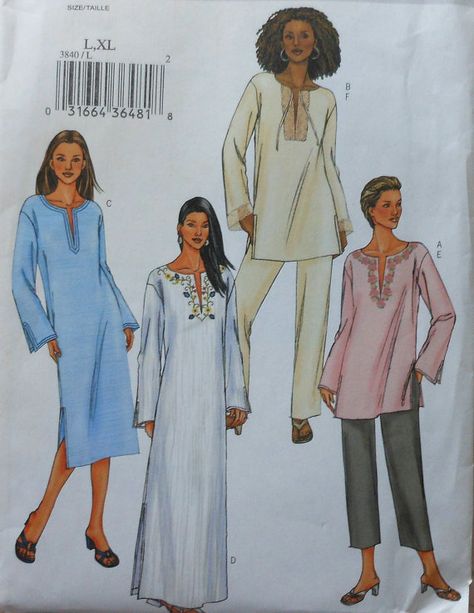 Caftan and Tunic Sewing Pattern   I love wearing these after a long day of working, you can order one at Everyday's A Holiday  www.everydays-a-holiday.com Caftan Pattern, Tunic Dress Patterns, Butterick Dress Patterns, Ladies Caftan, Tunic Sewing Patterns, Burda Sewing Patterns, Vintage Vogue Sewing Patterns, Caftan Tunic, Women's Sewing Pattern