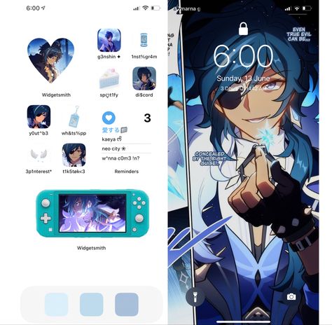 Kaeya Iphone Theme, Kaeya Phone Theme, Kaeya Wallpaper Aesthetic Phone, Kaeya Homescreen, Kaeya Widget, Genshin Impact Homescreen, Homescreen Layout Iphone, Iphone Layout Homescreen, Lockscreen Ios