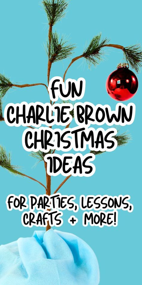 Happy Saturday Christmas Images, Charley Brown Christmas Tree, Charlie Brown's Christmas, Peanuts Themed Christmas Party, Charlie Brown Christmas Theme Party, Snoopy Christmas Crafts, Charlie Brown Christmas Door Decor, Diy Peanuts Christmas Decorations, Charlie Brown Theme Party