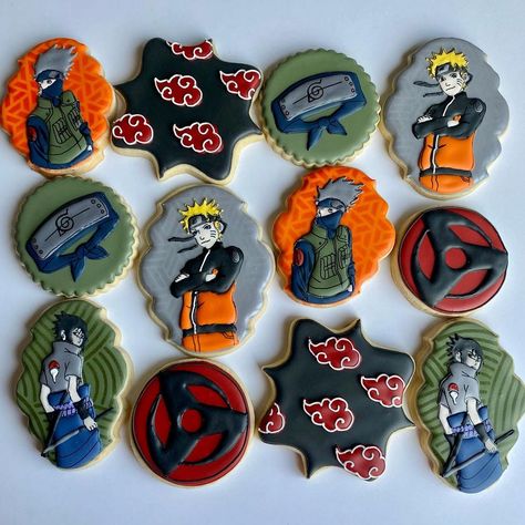 Naruto cookies Naruto Cookies Decorated, Naruto Cookies, Naruto Party Ideas, Anime Cookies, 8th Birthday Cake, Cookie Decorations, Anime Party, Cookies Pastry, 13th Birthday Parties