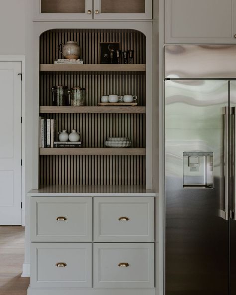 kitchen • Instagram Kitchen Built In Hutch, Built In Pantry Cabinet Wall, Built In Kitchen Hutch, Buffet Built In, Light Wood Kitchen, Kitchen Remode, Built In China Cabinet, Kitchen Built In, Cabinet Glass Doors