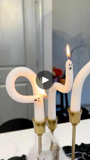 Ghost Candles Diy, Halloween Candlesticks, Diy Ghost, Ghost Candles, Ghost Diy, Candles Diy, Diy Candles, In Hot, Hot Water