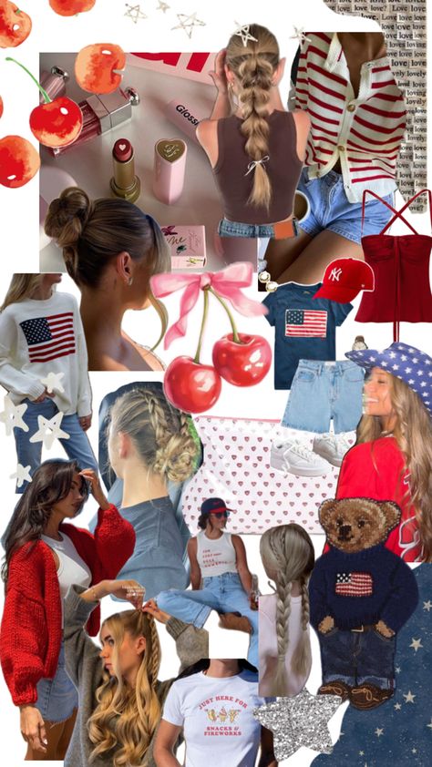 Independence Day, 4th of July outfits, summer hairstyles, Americana vibe, american aesthetic, 4th of July party, red outfit, cute hairstyles Americana Aesthetic Outfit, Aesthetic 4th Of July, American Aesthetic, Americana Aesthetic, July Outfits, Outfit Cute, 4th Of July Outfits, 4th Of July Party, July Party