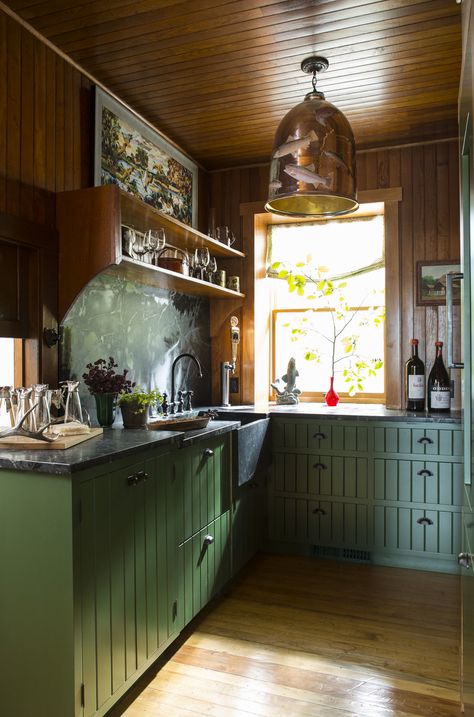 Luxury Kitchen Design Modern Interiors, Sage Green Kitchen Ideas, Green Kitchen Ideas, Luxury Kitchen Design Modern, Sage Green Kitchen, Kitchen Design Modern, Dutch House, Rustic Bar, Green Cabinets