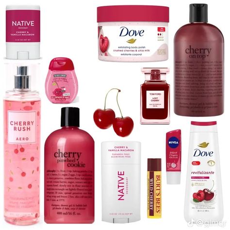 Cherry Perfume, Cherry Products, Profumo Victoria Secret, Fragrances Perfume Woman, Vanilla Perfume, Shower Skin Care, Body Smells, Body Care Products, Pretty Skin Care