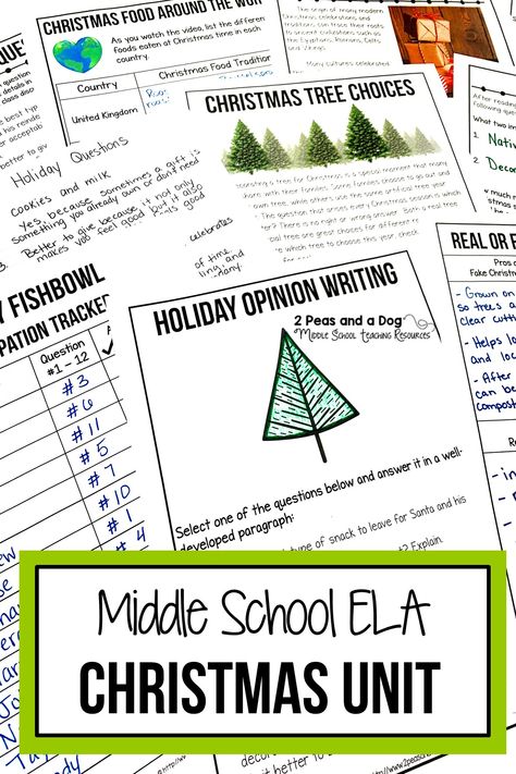 This middle school ELA Christmas unit contains 6 different Christmas lessons for teens to keep your students actively engaged in rigorous lessons until winter break from 2 Peas and a Dog. #teenlessons #christmaslessons #middleschoolela #holidaylessonplans Fun Christmas Activities For Middle School, Christmas Ela Activities Middle School, Holiday Activities For Students, Middle School Holiday Activities, Christmas Crafts Middle School, Middle School Christmas Activities, Christmas Poetry Activities, Christmas Activities For Middle School, Holiday Lesson Plans