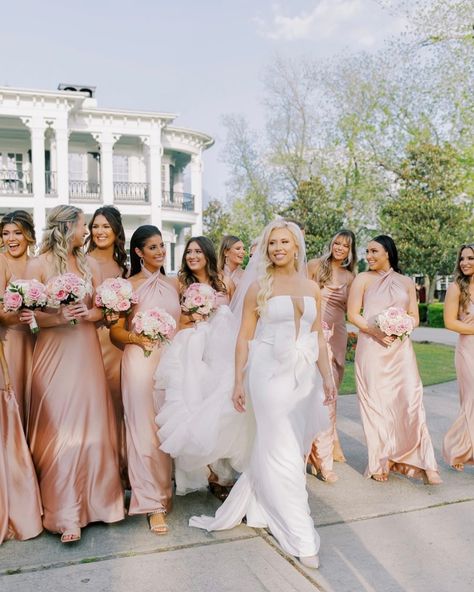 Mumu Weddings on Instagram: “The most beautiful bridesmaids in our Rose Gold styles 💗 Jasmine Halter Maxi ~ Tuscany Maxi ~ Faith Maxi ✨” Rosegold Bridesmaids Dresses, Brides Made Dresses Pink, Blush Dresses Bridesmaid, Rose Gold And Champagne Bridesmaid Dress, Rose Quartz Bridesmaid Dress, Rose Pink And Gold Wedding, Gold And Pink Bridesmaid Dresses, Soft Pink Bridesmaid Dress, Bridesmaid Rose Gold Dresses