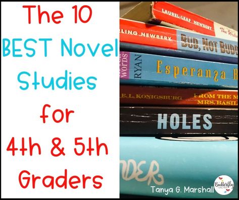 The 10 Best Novel Studies for 4th & 5th Graders | The Butterfly Teacher Lexile Reading Levels, 4th Grade Books, Upper Elementary Reading, Elementary Books, 5th Grade Social Studies, 4th Grade Writing, Reading Club, 4th Grade Reading, Novel Study