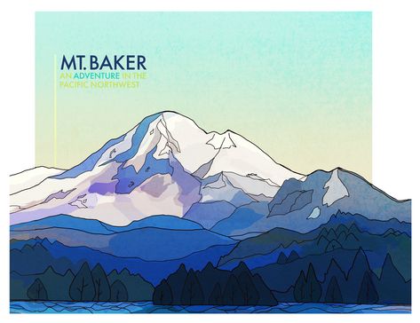 Baker Drawing, Baker Illustration, Washington Tattoo, Baker Tattoo, Beginning Drawing, Dear Art, Tree Scene, Mt Baker, Washington Travel