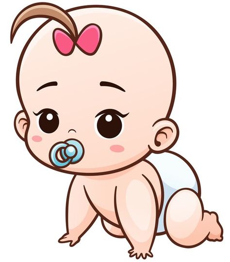 Cartoon baby learn to crawl Premium Vect... | Premium Vector #Freepik #vector #baby-cartoon #little-baby #baby-smile #cute-baby Baby Cartoon Characters, Baby Cartoon Drawing, Images Kawaii, Baby Posters, Baby Illustration, Baby Painting, Baby Blog, Baby Drawing