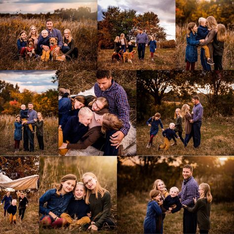 Fall Family Photo Shoot Poses, Family Of 7 Picture Ideas, Family Picture Poses For 5, Fall Family Photo Poses, Fall Family Pics, Fall Shots, Family Fall Photoshoot, Fall Photoshoot Family, Outdoor Family Photoshoot