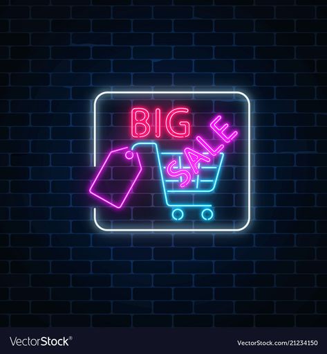 Shopping Background, Dark Brick Wall, Sale Illustration, Business Marketing Design, Big Sales Banner, Logo Online Shop, Supermarket Shopping, Neon Words, Shopping Quotes