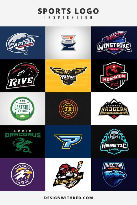 Sports logo collection for your inspiration. #logo #sports #logoinspiration #logoideas Logo Design Sport, Logo Ideas Design, Red Logo Design, Logo Design Inspiration Sports, Sports Design Ideas, Sports Logo Inspiration, Sport Shop, Sports Logo Design, Logo Design Ideas