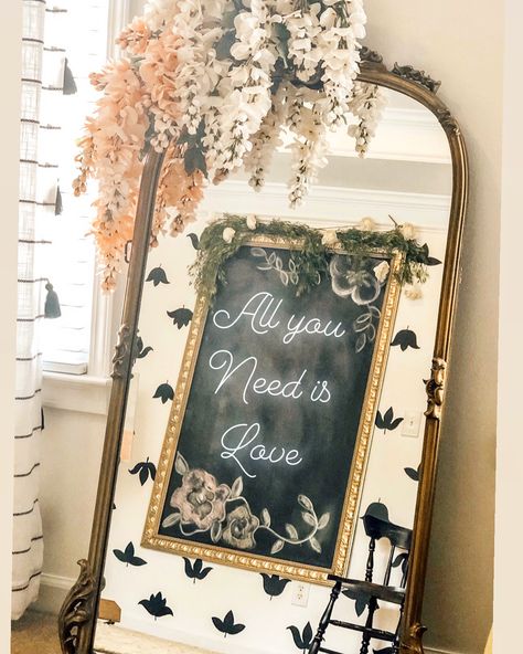 Arhaus Spring mirror decor with draping wisteria @indiechicgirl Floral Room, Wisteria, Spring Decor, Mirror Decor, Art Quotes, Chalkboard Quote Art, Chalkboard, Seasonal Decor, Entryway