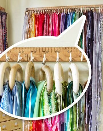 Let's Get Organized: Week 16 - Lace, Ribbons and other trims Scarf Display, Organizar Closet, Ribbon Display, Scarf Storage, Scarf Organization, Ribbon Storage, Craft Room Storage, Sewing Rooms, Store Displays