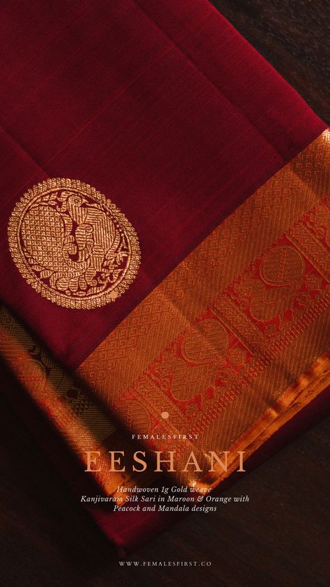 Saree Product Photoshoot, Saree Brand Logo, Saree Creative Ads, Saree Branding, Saree Shoot, Diwali 2024, Seamless Knitting Patterns, Indian Clothing Brands, Maroon Saree