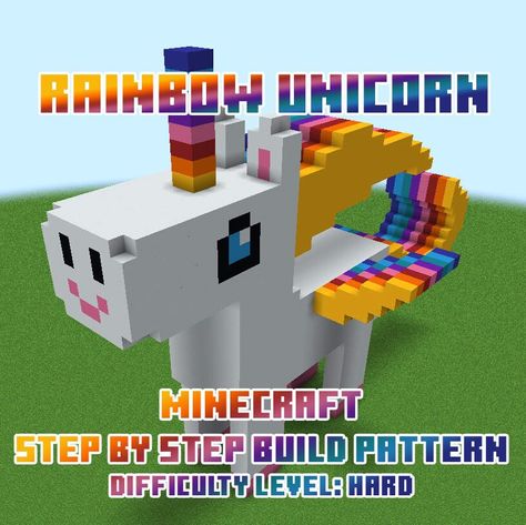 Minecraft Builds Easy, Creative Playground, Rainbow Gradient, Minecraft Builds, Crafting Materials, Rainbow Unicorn, Birds Eye View, Birds Eye, Virtual World