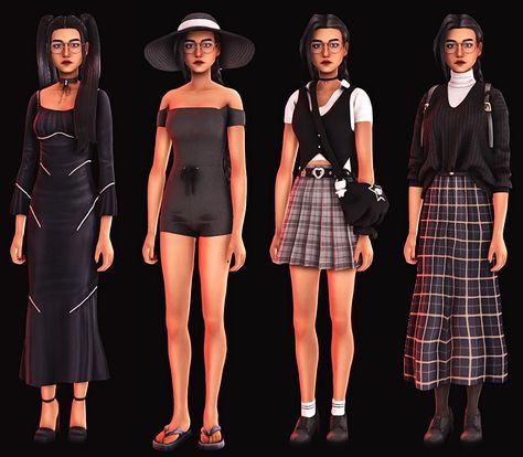 General: Hair 1 / Hair 2 / Hair 3 / Hair 4 / Hair 5 / Brows / Glasses Everyday: Top / Undershirt / Skirt (Delilah) / Backpack / Socks / Shoes / Necklace (Witch) Formal: Dress (Constance) / Tights /… Cassandra Goth, Ts4 Lookbook, Socks Shoes, Sims 4 Cc Furniture, Sims 4 Collections, Sims 4 Mods Clothes, Sims 4 Cas, Sims 4 Clothing, Sims Mods