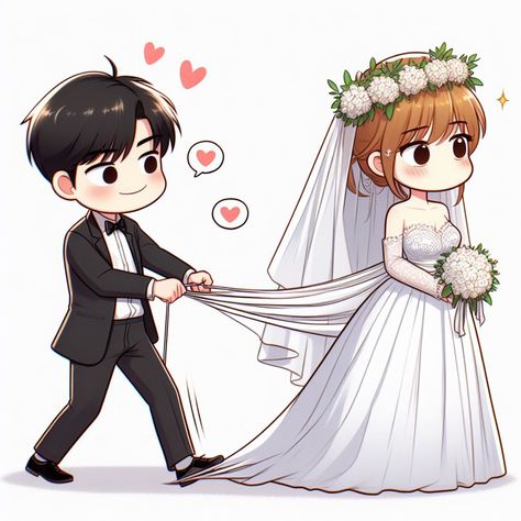 Bride Animation, Wedding Artwork, Very Cute Puppies, Floral Wallpaper Iphone, Cute Animal Drawings Kawaii, Cute Couple Wallpaper, Cartoons Love, Animation Art Character Design, Cute Couple Cartoon