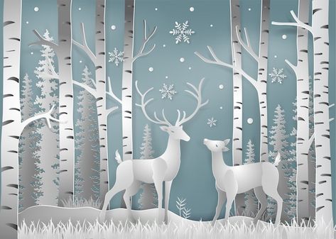 Frozen Christmas Decorations, Winter Window Display, Shadowbox Art, Abstract Painting Acrylic Modern, Snow Background, Deer Forest, Frozen Christmas, Christmas Forest, Winter Window