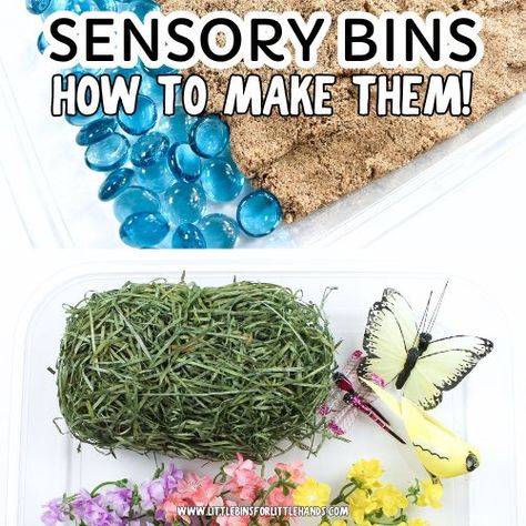 How To Make Sensory Bins - Little Bins for Little Hands Applesauce Sensory Bin, Mini Sensory Bins, Toddler Sensory Bins, Preschool Stem, Toddler Sensory, Sensory Bin, Sensory Bins, Step By Step Guide, Sensory Play