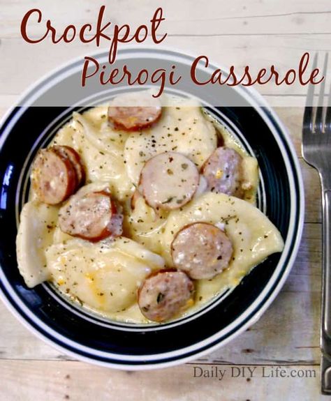 Crockpot Pierogi Casserole with Kielbasa - An Easy Meals Recipe Crockpot Pierogi Casserole, Pierogi Casserole With Kielbasa, Pierogi Casserole, Pierogi Recipe, Mini Hamburgers, Kielbasa Recipes, Crockpot Dishes, Kielbasa, Crockpot Recipes Slow Cooker