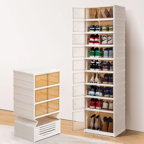 PRICES MAY VARY. Pp+pet 3 MINS QUICK INSTALLATION: The portable shoe rack organizer with new integrated folding design allows for rapid expansion and collapse; Painless assembly & disassembly for easy use, storage, and portability, bringing a tidy and simplistic solution to your hallway, living room, and closet. ORGANIZER STORAG: The 2 size of the shoe rack organizer:6Tiers-17.32"L*13.58"W*46.46"H/ 9Tiers 17.32"L*13.58"W*65.91"H. Shoes storage organizer can accommodate up to 12/18 pairs of shoes Foldable Shoe Rack, Shoe Storage Boxes, Rotating Shoe Rack, Shoe Storage Unit, Rolling Drawers, Minimalist Living Room Design, Shoes Storage, Shoe Storage Solutions, Foldable Shoes