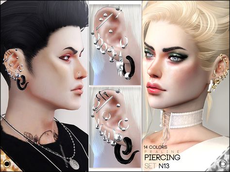 Piercings in 14 colors.  Found in TSR Category 'Sims 4 Female Earrings' Ear Cuff Piercing Earrings, Sims Jewelry, Sims4 Accessories, 4 Piercings, Cc Makeup, Male Sims, Sims 4 Piercings, Sims 4 Tattoos, Female Accessories