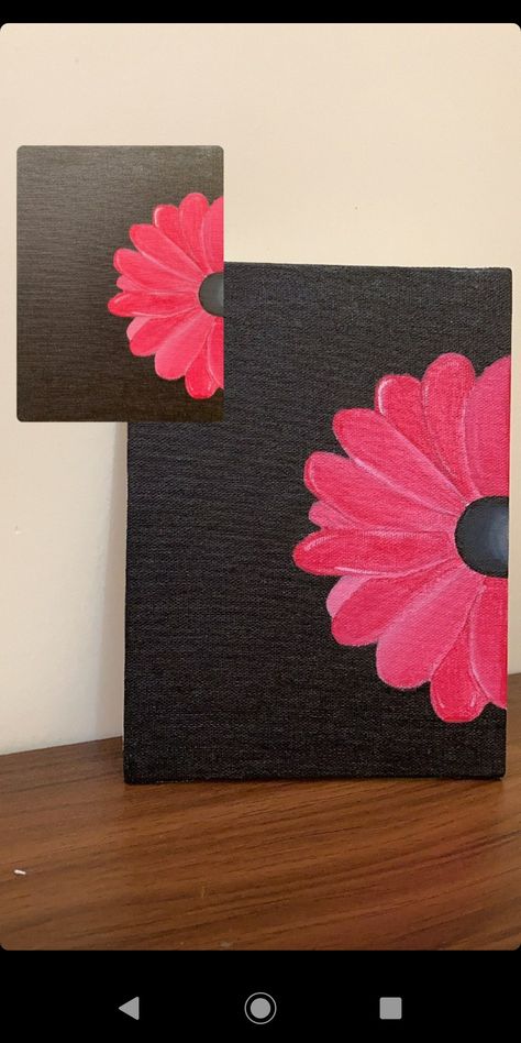 Simply Flowers Draw, Painting On Black Background Easy, Half Butterfly Half Flower Painting, Paintings Ideas Flowers, Black Background Canvas Painting Ideas, Paintings On Black Paper, Paintings With Black Background, Painting With Black Background, Black Canvas Paintings Easy