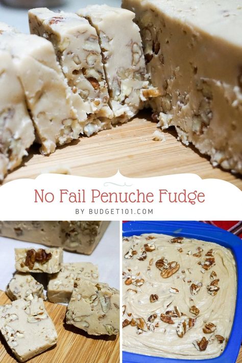 no fail penuche fudge pin Penuche Fudge, Brown Sugar Fudge, Praline Candy, How To Make Fudge, Homemade Fudge Recipes, Living Frugal, Pecan Praline, Joe Recipe, Scratch Recipes