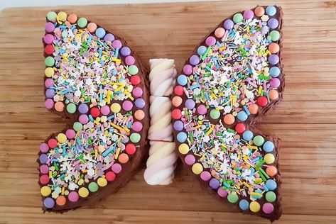 Butterfly Birthday Cake Recipe and Tutorial – Diary of a Highland Homemaker Butterfly Birthday Cake, Homemade Birthday Cake, Chocolate Buttercream Recipe, Tea Party Sandwiches, Torte Decorate, Butterfly Birthday Cakes, Fondant Cake Designs, Unicorn Birthday Cake, Homemade Birthday Cakes