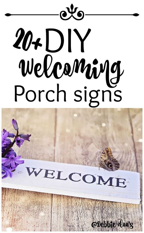 20  DIY welcoming porch signs Creative Welcome Signs, Welcome Signs Diy, White Restroom, Diy French Country Decor, Large Porch, Country Decor Ideas, Front Porch Makeover, Porch Makeover, Front Porch Signs