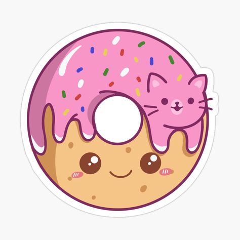 Get my art printed on awesome products. Support me at Redbubble #RBandME: https://www.redbubble.com/i/sticker/Cute-Pink-Donut-Kawaii-donut-art-by-Momoliart/144792556.EJUG5?asc=u Cute Characters Kawaii, Anime Donut, Donuts Cartoon, Pink Glazed Donut, Donut Illustration, Donut Images, Kawaii Donut, Donut Cartoon, Donut Sticker