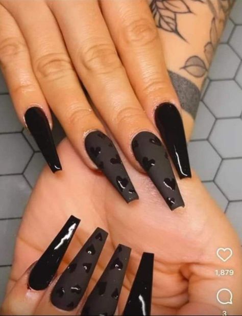 Black Spring Nails Coffin, Black Nail Design Coffin, Breakup Nails, Black Nails Acrylic Coffin, Black Coffin Nails Design, All Black Nails, Black Prom Nails, Overlay Nails, Vegas Nails