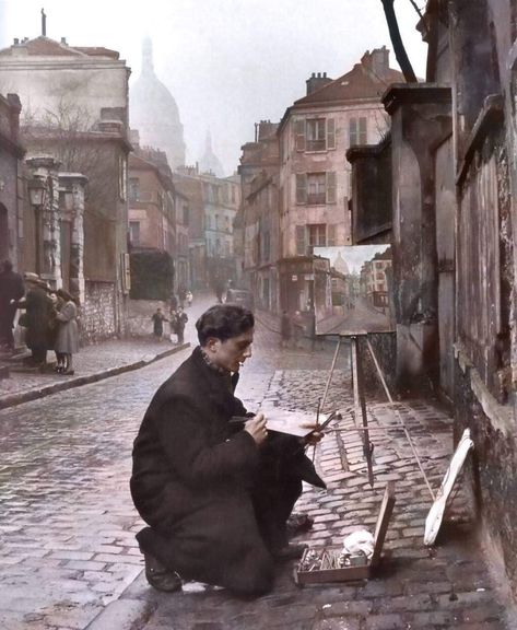 Sceneries Painting, Paris Paintings, Salvador Dali Paintings, Dali Paintings, Vintage France, Montmartre Paris, Old Paris, Street Portrait, Paris Photo