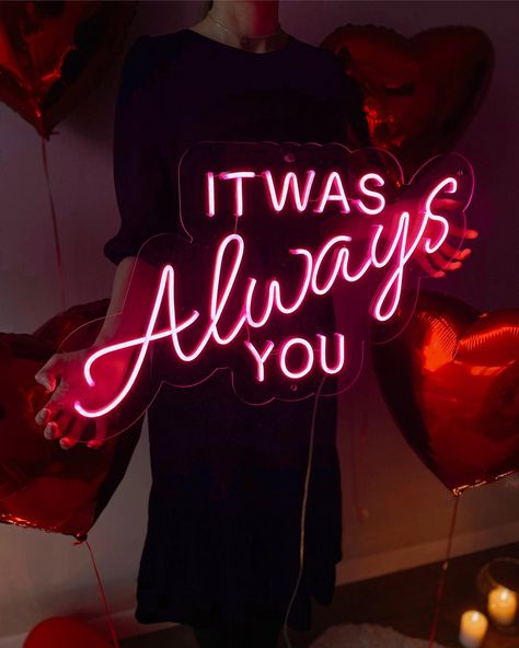 IT WAS ALWAYS YOU sign we create for your special celebrations! This neon sign you can choose: 🎁 as decor or gift for any occasion - wedding, engagement, birthday, valentines day and many others ❤️ to create your own vibe for proposal, couples date  🎉 to bring more light and style to your party  😎 to make a statement and design the mood in any space, photo zone CelebrateWithUs neon signs will bring you unforgettable impressions😍 ♥ ITEM DETAILS: Signs are made from long-lasting, durable and e Couples Shower Sign, Unique Wedding Signs, Wedding Wall Decorations, Wedding Neon Sign, Engagement Party Decorations, Romantic Photos, Neon Wedding, Couple Shower, Valentine Wedding