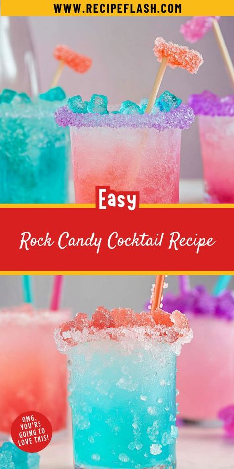 Looking for a whimsical way to enjoy your favorite sweets? The Rock Candy Cocktail Recipe adds a fun twist to traditional candy drinks! Perfect for parties or a cozy night in, this cocktail will surely impress. Don’t forget to save it for your next sweet celebration! Rock Candy Cocktail, Rock Candy Recipe, Rock Candy Sticks, Candy Cocktails, Colorful Drinks, Candy Drinks, Ice Pops, Rock Candy, Cocktail Recipe