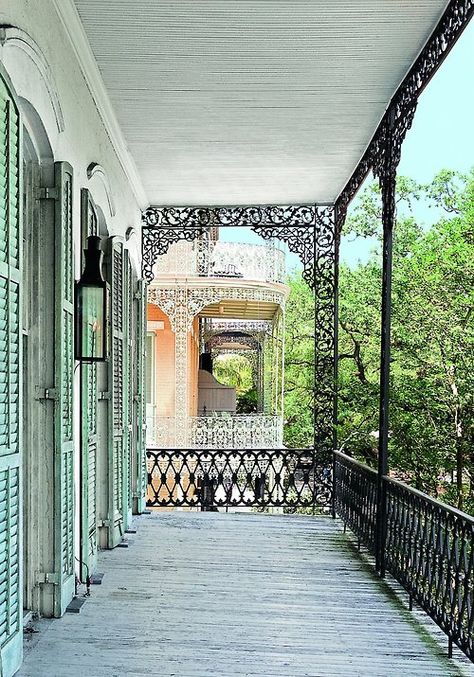 southerlyhouse: Love wrought iron laced galleries. Nouvelle Orleans, New Orleans Architecture, Iron Railings, New Orleans French Quarter, New Orleans Homes, New Orleans Louisiana, The Porch, French Quarter, Porch Patio