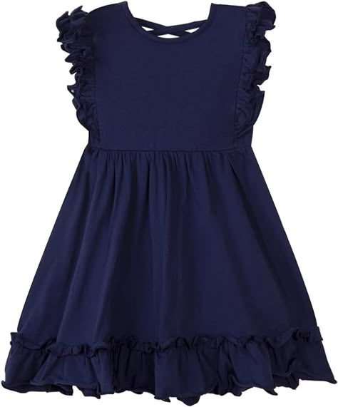 Amazon.com: Mud Kingdom Toddler Girls Dress Sleeveless Plain Backless Round Neck Cotton Casual Summer Navy Blue 3T: Clothing, Shoes & Jewelry Girls Navy Dress, Sun Dress Casual, Pink Sundress, Tulle Party Dress, Halter Dress Summer, Toddler Girl Summer, Sleeveless Dresses Casual, Cotton Dress Summer, Girls Dresses Summer